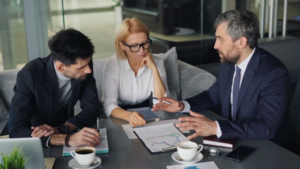Marketing team collaborating on campaign strategy in a meeting